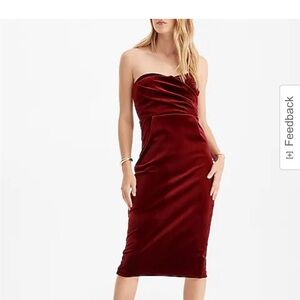 Express Strapless Burgundy Velvet Dress